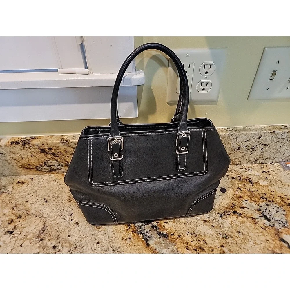 Vintage Coach Hamptons Black Leather Satchel | Style F30-7555 | Y2K Classic